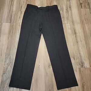 Ralph Lauren Dress Pants Mens 36X32 Gray Windpane Flat Front Trouser